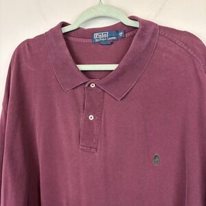 Polo Ralph Lauren Polo‎ Shirt Mens 4XB Big Red Long Sleeve 100% Cotton Pique